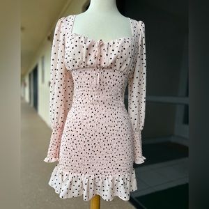 Forever 21 Light Pink Dress With Black Polka Dot Size S